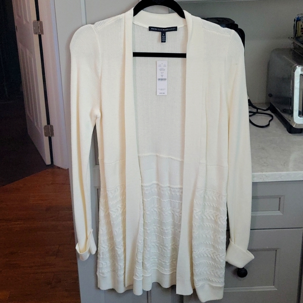 White House Black Market | Long Cream Cardigan